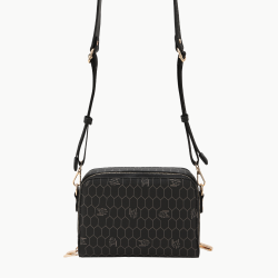 Levidor Siyah Çift Fermuarlı Omuz Çantası