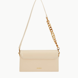 Krem Kare Kilit Detaylı Omuz Çantası